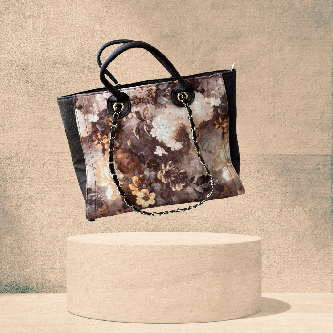 Brown Floral Handbag