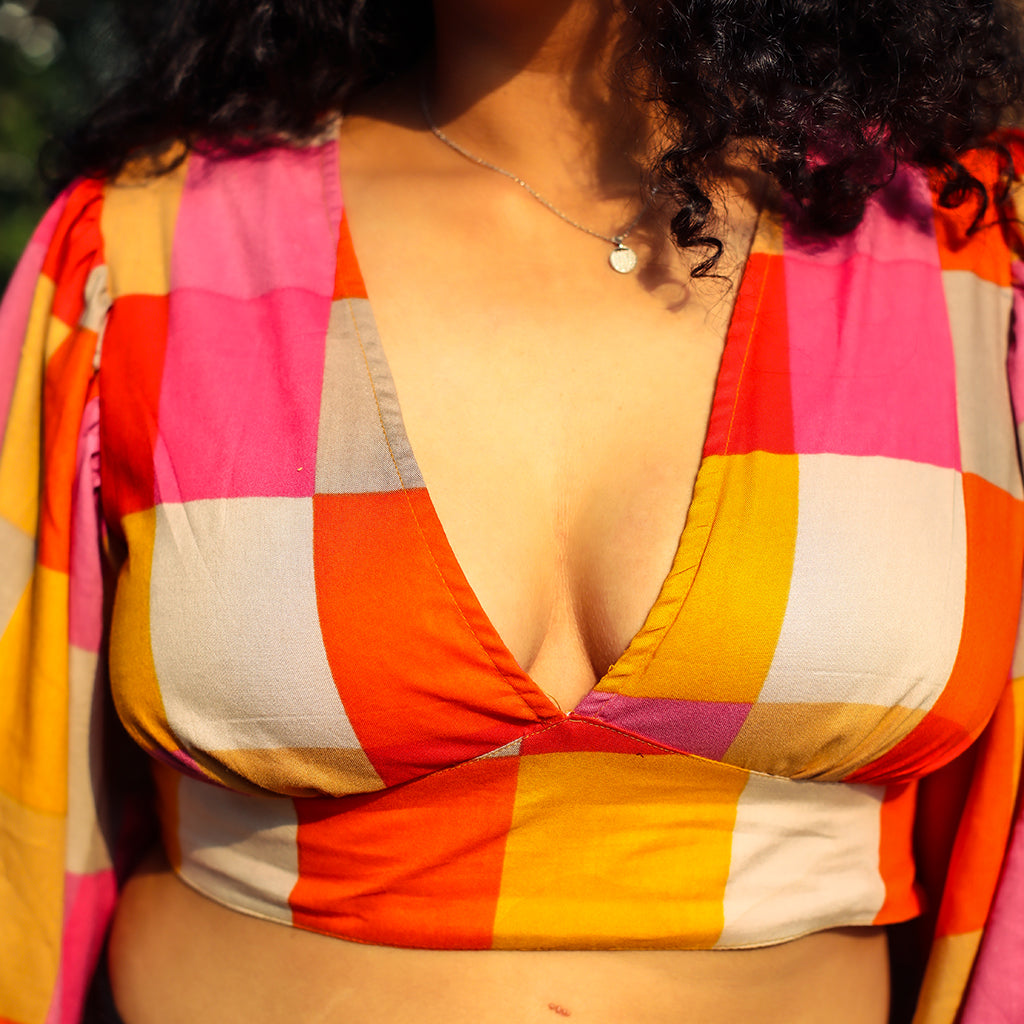 Colourful checkered crop top